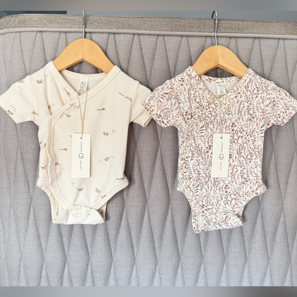 Colored Organics Kimono Wrap Style Onesie Set 0-3 Month